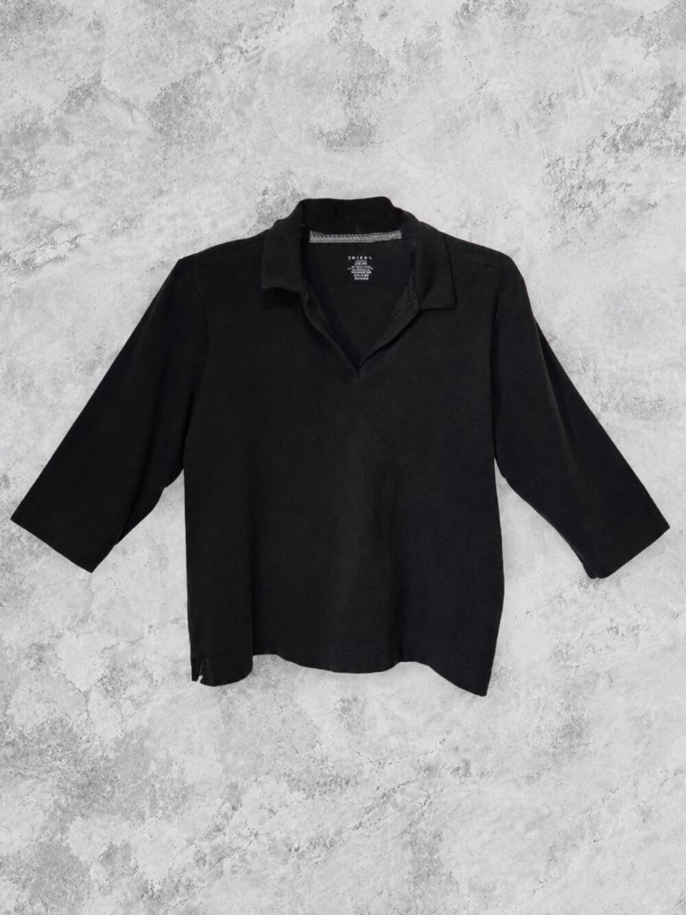 Merona Black Collared 3/4 Sleeve Women's Top - 16W/18W